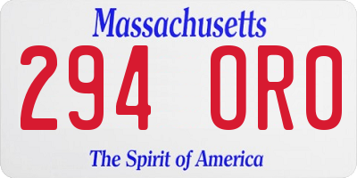 MA license plate 294OR0