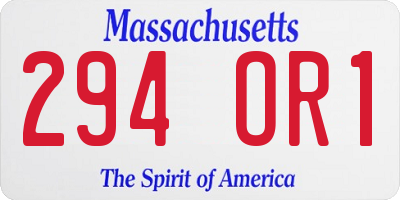 MA license plate 294OR1