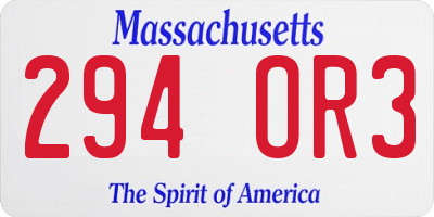 MA license plate 294OR3