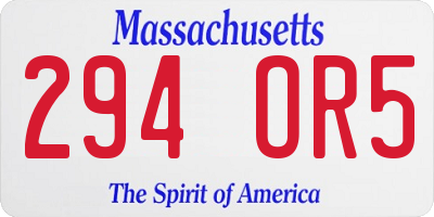 MA license plate 294OR5