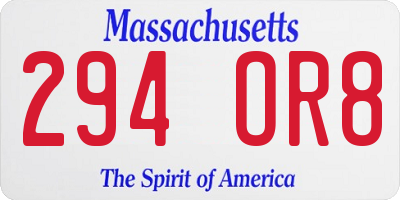 MA license plate 294OR8