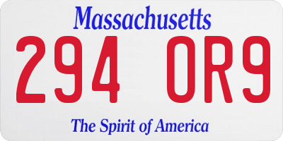 MA license plate 294OR9
