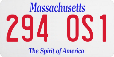 MA license plate 294OS1