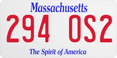 MA license plate 294OS2
