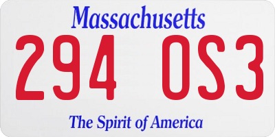 MA license plate 294OS3