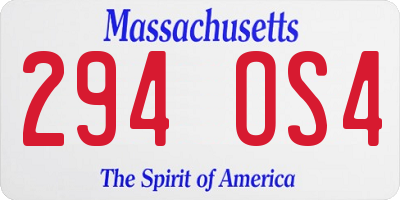MA license plate 294OS4