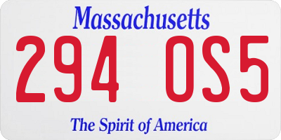 MA license plate 294OS5