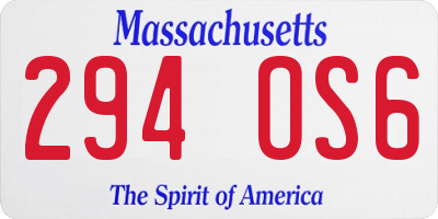 MA license plate 294OS6