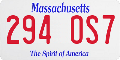 MA license plate 294OS7