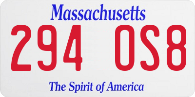 MA license plate 294OS8