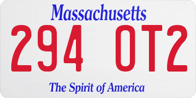 MA license plate 294OT2