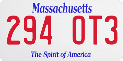 MA license plate 294OT3