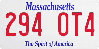 MA license plate 294OT4