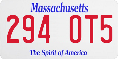 MA license plate 294OT5