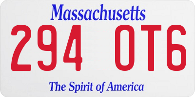 MA license plate 294OT6