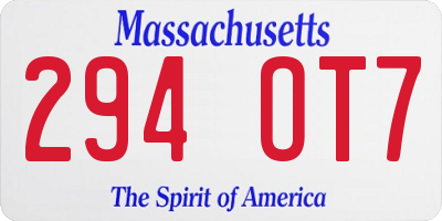 MA license plate 294OT7