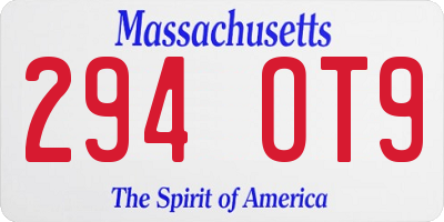 MA license plate 294OT9