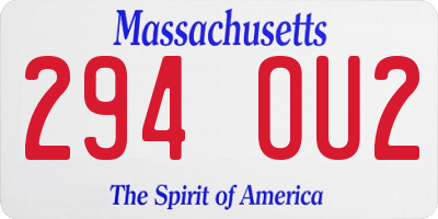 MA license plate 294OU2