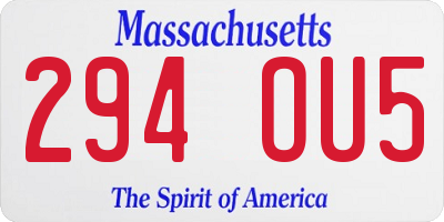 MA license plate 294OU5