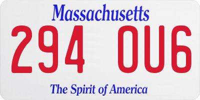 MA license plate 294OU6