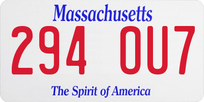 MA license plate 294OU7