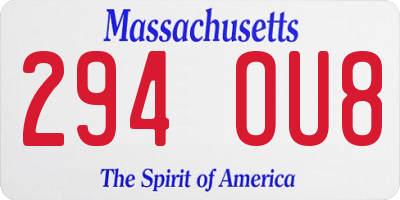 MA license plate 294OU8