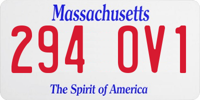 MA license plate 294OV1