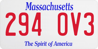 MA license plate 294OV3