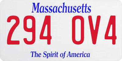 MA license plate 294OV4