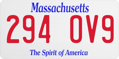 MA license plate 294OV9