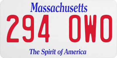 MA license plate 294OW0