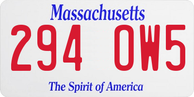 MA license plate 294OW5