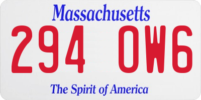 MA license plate 294OW6