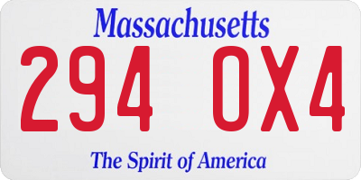 MA license plate 294OX4