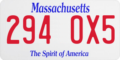 MA license plate 294OX5