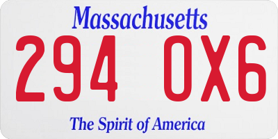 MA license plate 294OX6