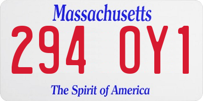 MA license plate 294OY1