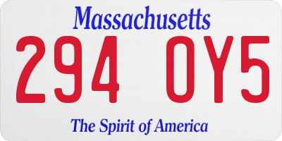 MA license plate 294OY5