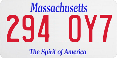 MA license plate 294OY7