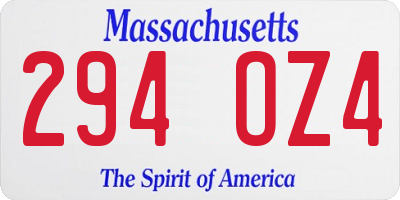 MA license plate 294OZ4