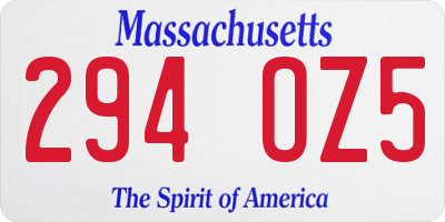 MA license plate 294OZ5