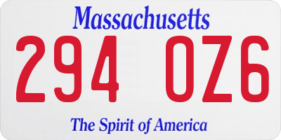 MA license plate 294OZ6