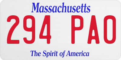 MA license plate 294PA0