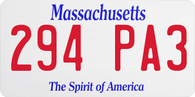 MA license plate 294PA3