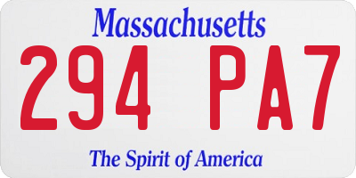 MA license plate 294PA7