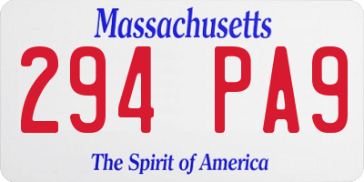 MA license plate 294PA9