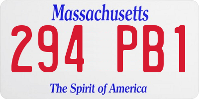 MA license plate 294PB1