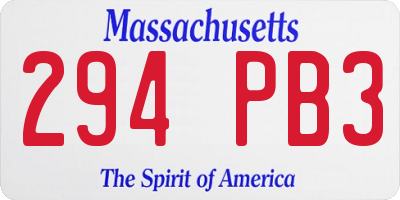MA license plate 294PB3