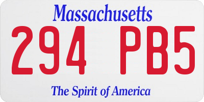 MA license plate 294PB5