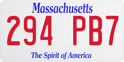 MA license plate 294PB7